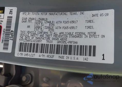 2020 Toyota Tacoma Trd Sport из США, поврежденный, VIN 5TFCZ5AN7LX232097